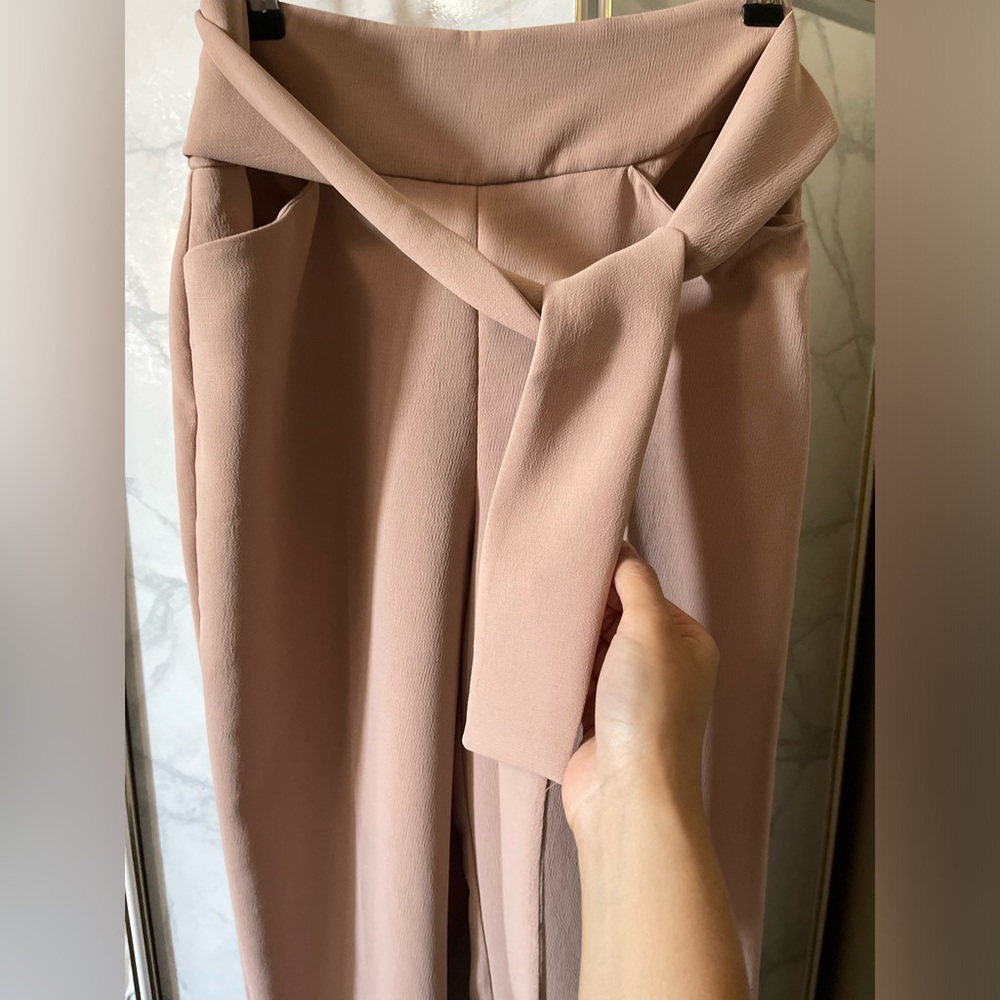 Aritzia Wilfred Front Tie Pants In Milk Tea Clay Brown Colour